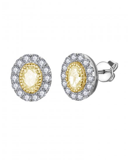 MULTI TONE OVAL DIAMOND STUDS (TE2548)
