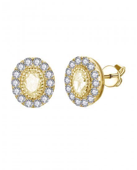 MULTI TONE OVAL DIAMOND STUDS (TE2548)