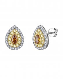 MULTI TONE PEAR DIAMOND STUDS (TE2549)