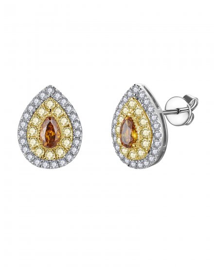 MULTI TONE PEAR DIAMOND STUDS (TE2549)