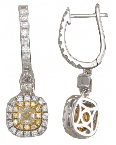 MULTI TONE CUSHION DIAMOND DANGLING (TE2555)