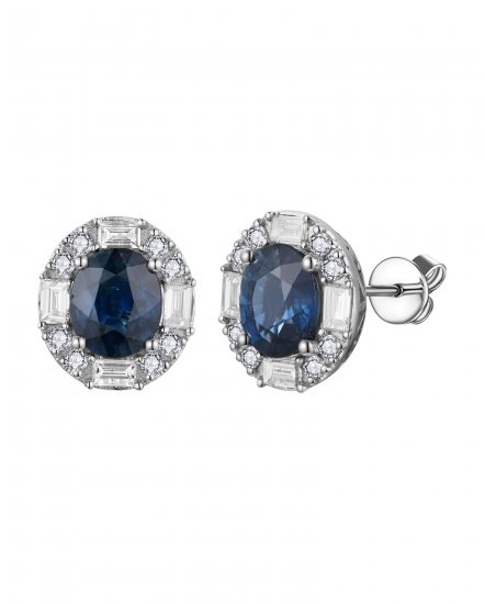 OVAL SAPPHIRE DIAMOND STUDS (TE2563)
