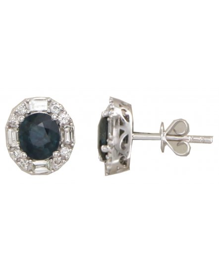 OVAL SAPPHIRE DIAMOND STUDS (TE2563)