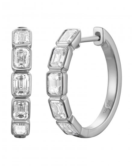 EMERALD CUT DIAMOND HOOPS (TE2568)