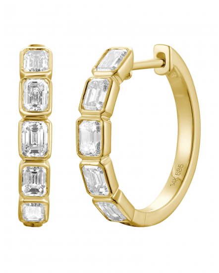 EMERALD CUT DIAMOND HOOPS (TE2568)