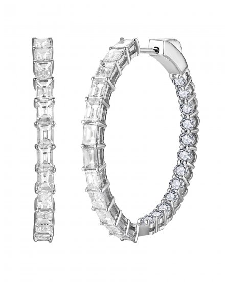 INSIDE OUTSIDE BAGUETTE DIAMOND HOOPS (TE2571)