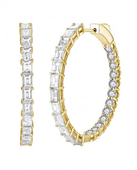 INSIDE OUTSIDE BAGUETTE DIAMOND HOOPS (TE2571)