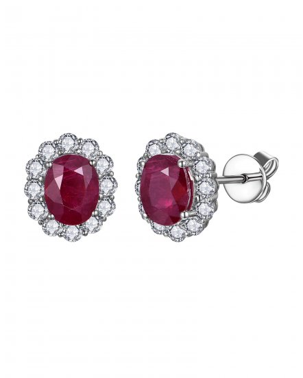 OVAL RUBY DIAMOND STUDS (TE2584)