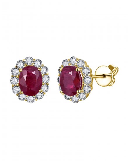 OVAL RUBY DIAMOND STUDS (TE2584)