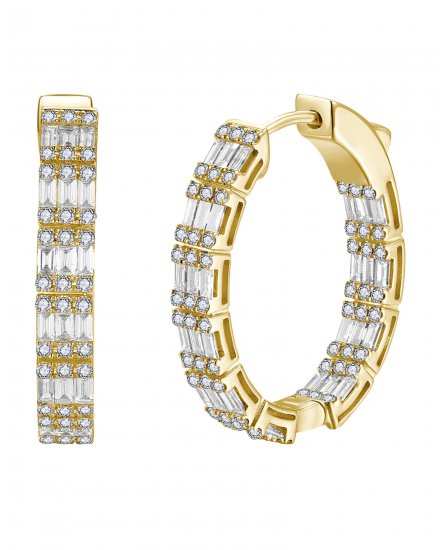 INSIDE OUTSIDE BAGUETTE DIAMOND HOOPS (TE2587)