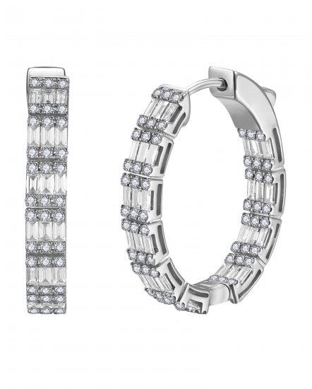 INSIDE OUTSIDE BAGUETTE DIAMOND HOOPS (TE2587)