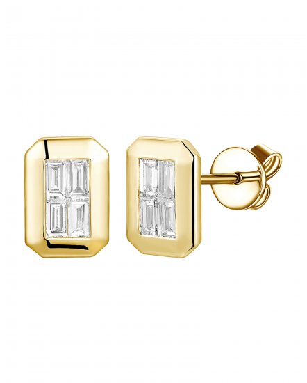 OCTAGON STYLE BAGUETTE DIAMOND STUDS (TE2601)