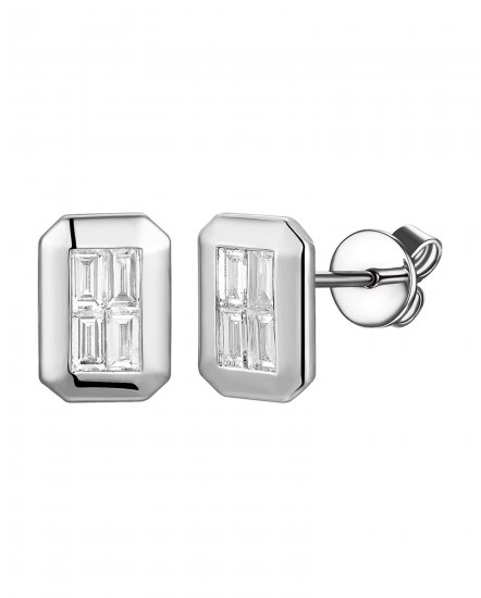 OCTAGON STYLE BAGUETTE DIAMOND STUDS (TE2601)