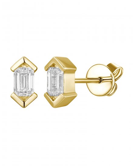 SOLITAIRE EMERALD CUT DIAMOND STUDS (TE2603)