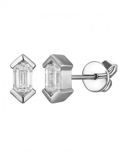 SOLITAIRE EMERALD CUT DIAMOND STUDS (TE2603)