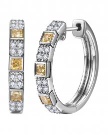 MULTI TONE CUSHION DIAMOND HOOPS (TE2618)