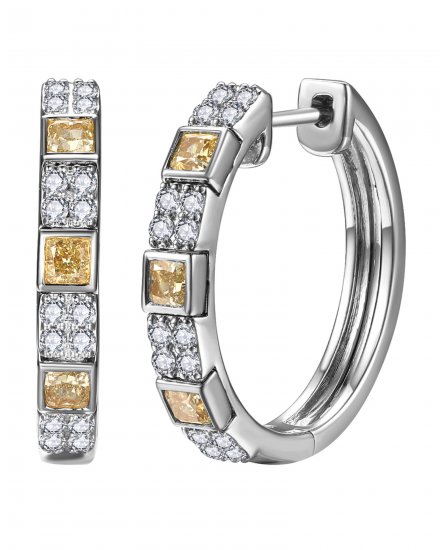 MULTI TONE CUSHION DIAMOND HOOPS (TE2618)