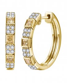 MULTI TONE CUSHION DIAMOND HOOPS (TE2618)