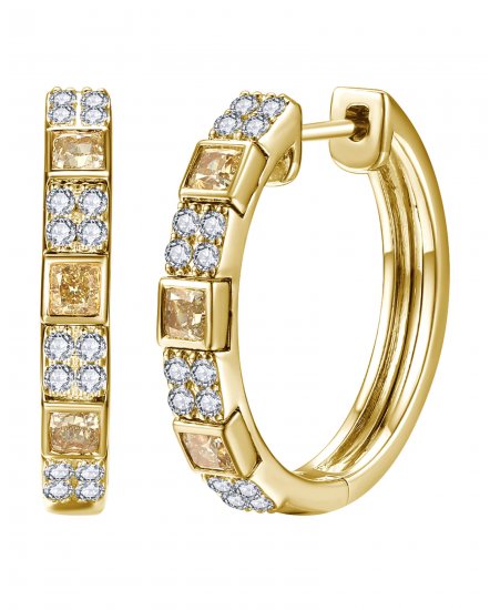 MULTI TONE CUSHION DIAMOND HOOPS (TE2618)
