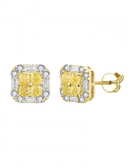 MULTI TONE CUSHION DIAMOND STUDS (TE2622)