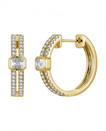 EMERALD CUT DIAMOND HOOPS (TE2638)