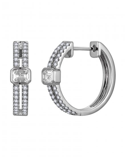 EMERALD CUT DIAMOND HOOPS (TE2638)