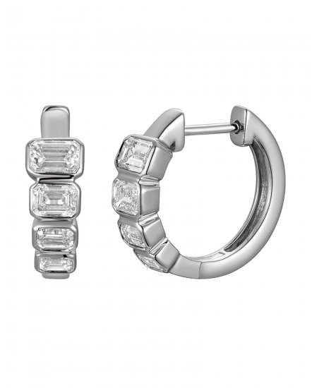 EMERALD CUT DIAMOND HOOPS (TE2644)