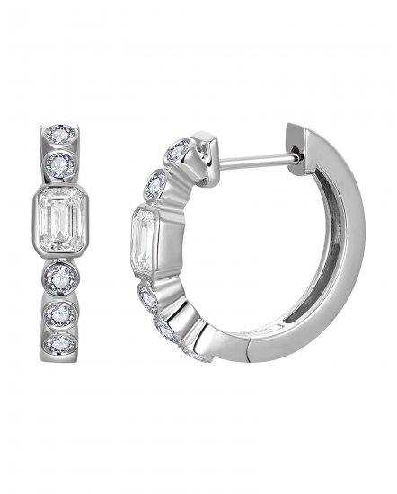EMERALD CUT DIAMOND HOOPS (TE2646)