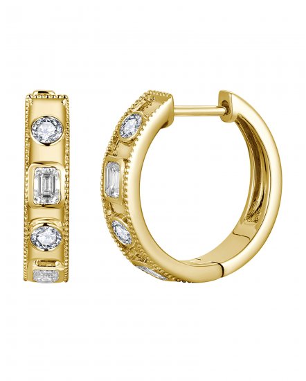EMERALD CUT DIAMOND HOOPS (TE2652)