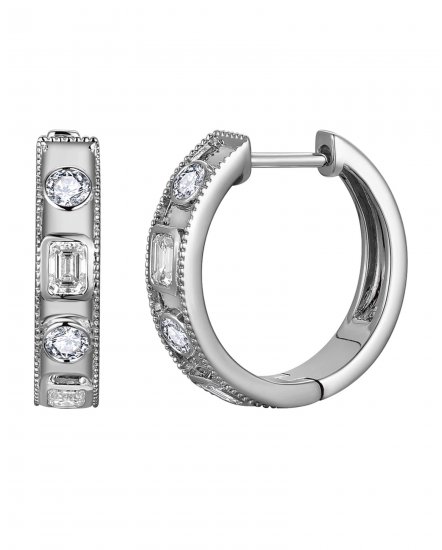 EMERALD CUT DIAMOND HOOPS (TE2652)