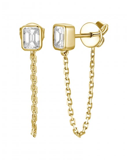 CHAIN STYLE EMERALD CUT DIAMOND DANGLING (TE2668)