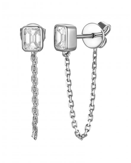 CHAIN STYLE EMERALD CUT DIAMOND DANGLING (TE2668)