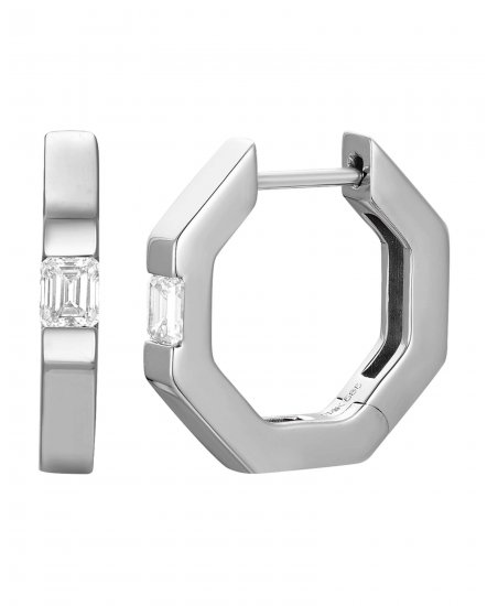 EMERALD CUT DIAMOND HOOPS (TE2675)