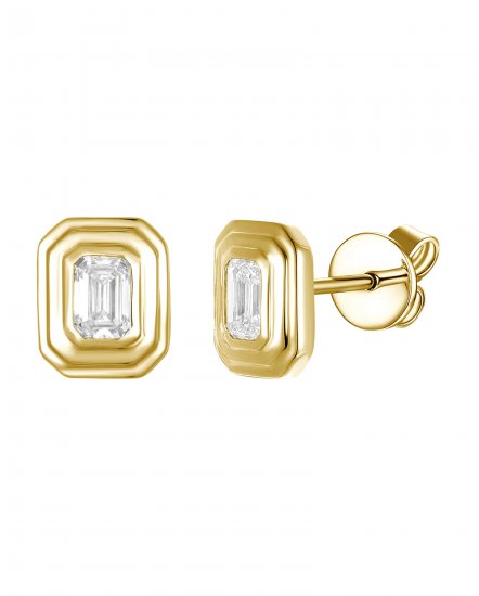 SOLITAIRE EMERALD CUT DIAMOND STUDS (TE2684)