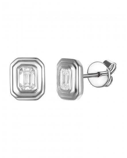 SOLITAIRE EMERALD CUT DIAMOND STUDS (TE2684)