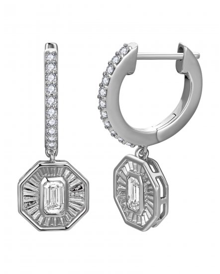 OCTAGON STYLE EMERALD CUT DIAMOND DANGLING (TE2690)