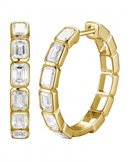 EMERALD CUT DIAMOND HOOPS (TE2714)