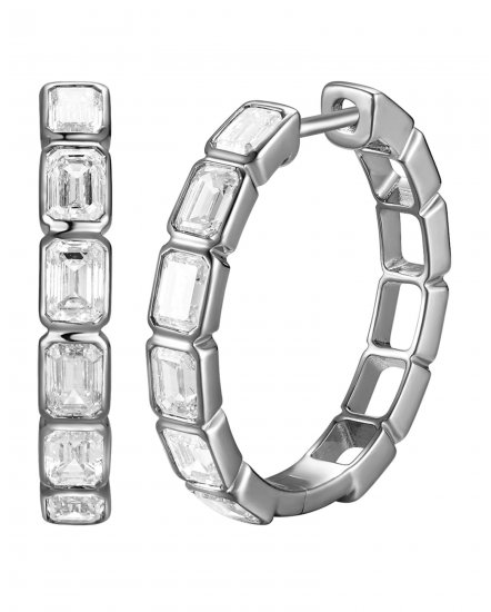 EMERALD CUT DIAMOND HOOPS (TE2714)