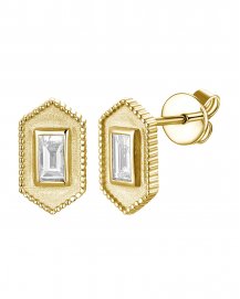 HEXAGON STYLE BAGUETTE DIAMOND STUDS (TE2726)