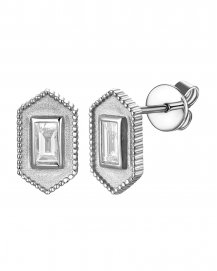HEXAGON STYLE BAGUETTE DIAMOND STUDS (TE2726)