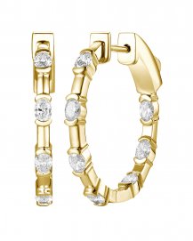 INSIDE OUTSIDE OVAL DIAMOND HOOPS (TE2743)