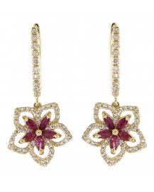 FLORAL STYLE COLORED STONE DIAMOND DANGLING (TE316)