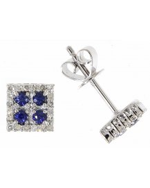 SQUARE SAPPHIRE DIAMOND STUDS (TE400)