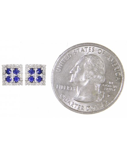 SQUARE SAPPHIRE DIAMOND STUDS (TE400)