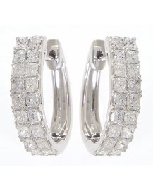 PRINCESS CUT DIAMOND HOOPS (TE564)