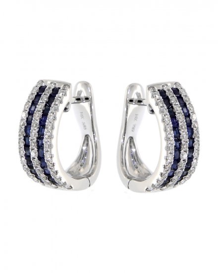 BAGUETTE SAPPHIRE DIAMOND HUGGIES (TE655)