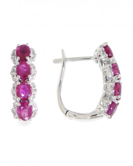 OVAL COLORED STONE DIAMOND HUGGIES (TE693)