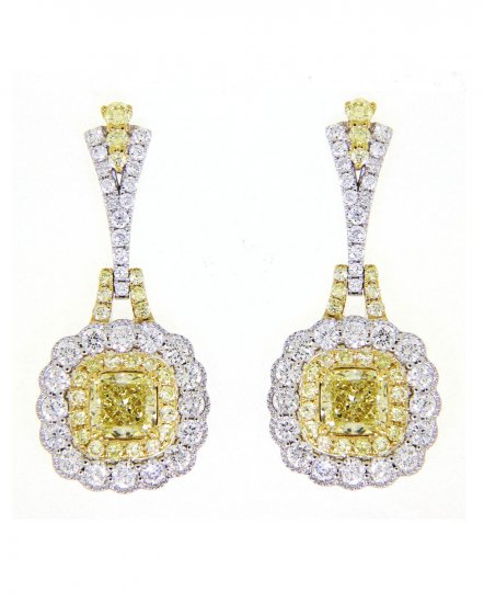 CUSHION MULTI TONE DIAMOND DANGLING (TE798)
