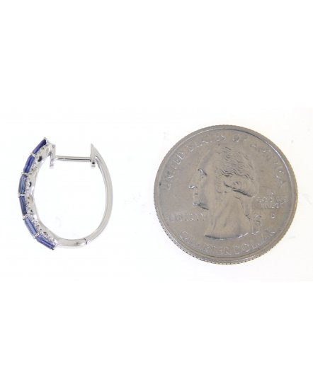 BAGUETTE COLORED STONE DIAMOND HOOPS (TE807)