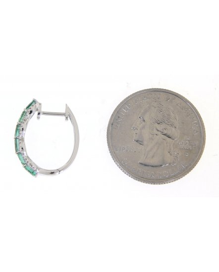 BAGUETTE COLORED STONE DIAMOND HOOPS (TE807)